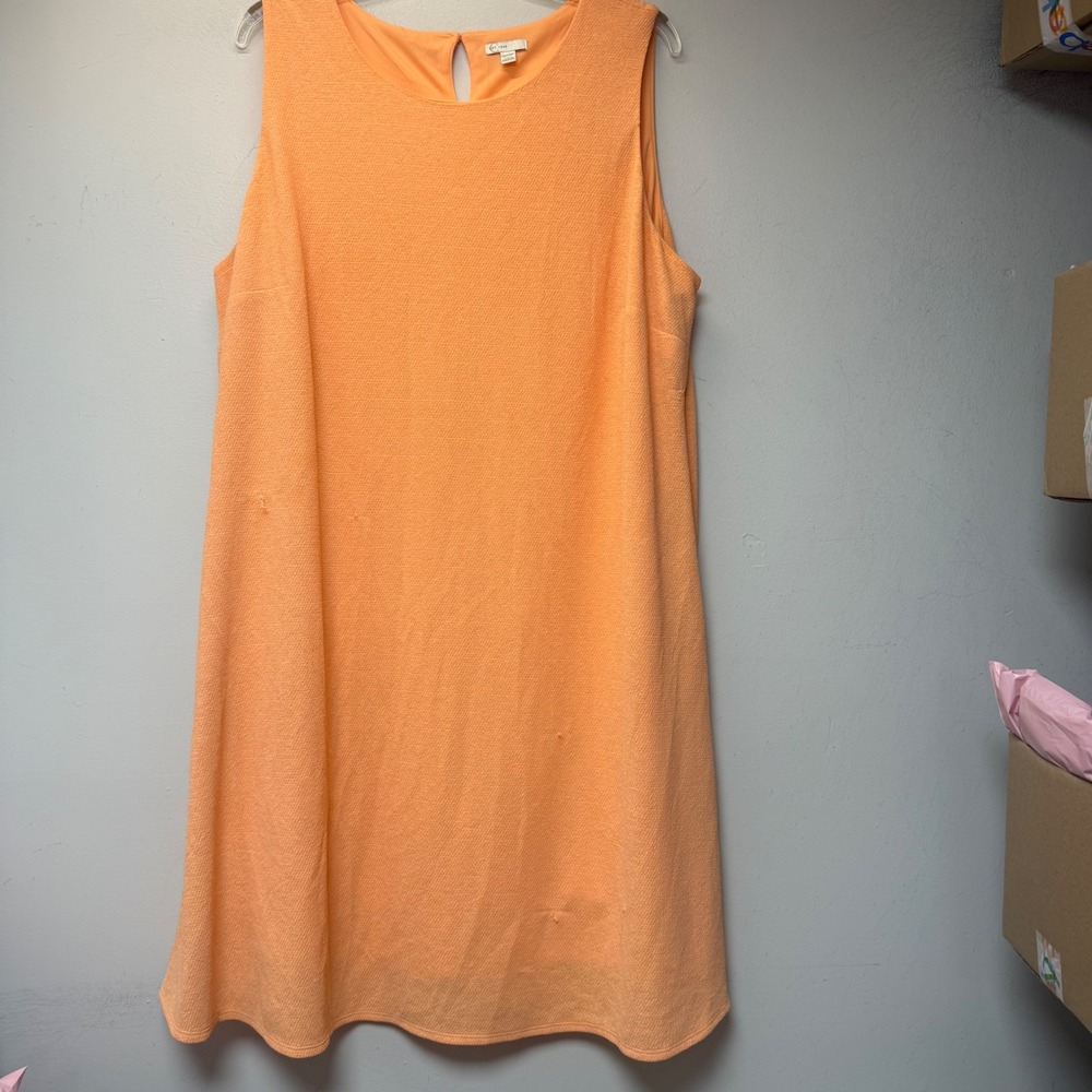 Cato A-Line Dress Women 26/28W Orange Excellent Textured Sleeveless Crepe